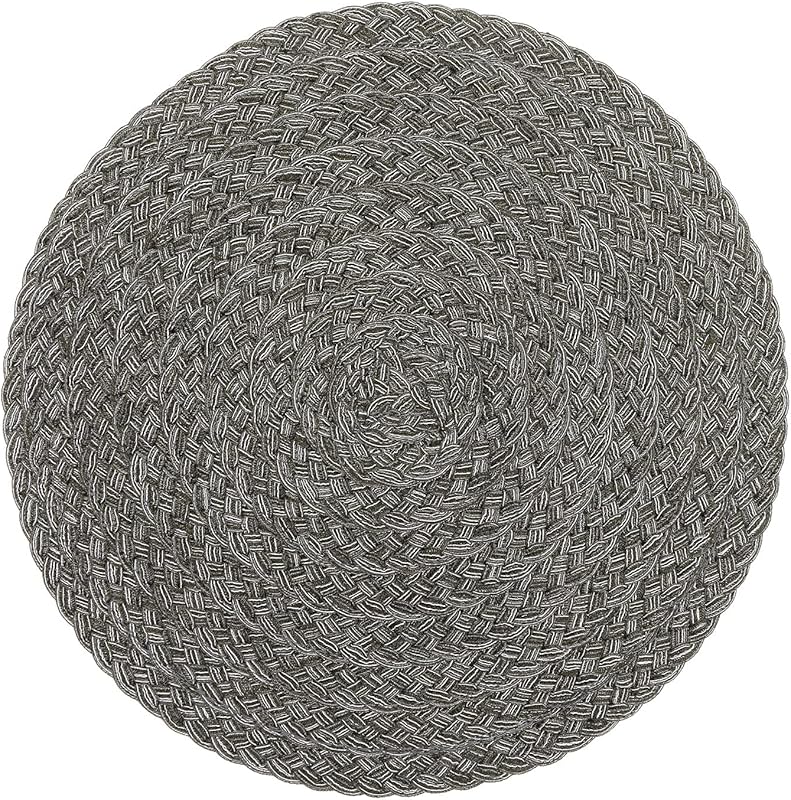 SHACOS Round Braided Placemats Set of 4 Round Table Mats for Dining Tables 15 inch Washable Kitchen Table Place Mats Indoor (Beige, 4)