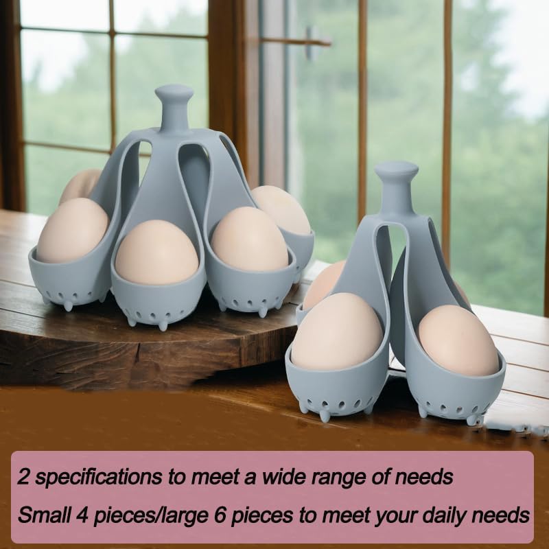 Egg Boiler Rack, Freestanding Egg Boiler,Egg Cooker for Making Soft or Hard Boiled Eggs, Holds 10 Eggs-Resistant Silicone Egg Cooker with Drainage & Handle Flexible Washable Egg Gadgets