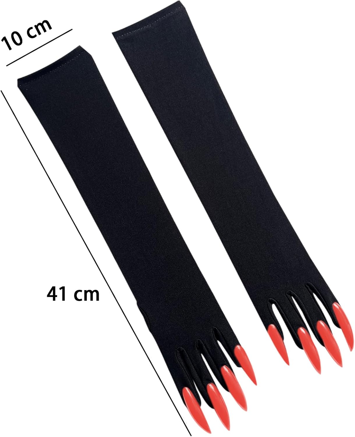 Red Long Nail Ghost Gloves - Witch Claw Gloves with Long Fingernails for Carnival Halloween Party Cosplay Costume Decoration Accessories