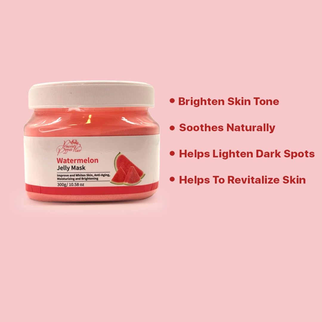 Princess Pippa's Place Watermelon Jelly Mask Powder - Jelly Face Mask Peel Off- Hydrating, Moisturizing, Anti-Aging Jelly Mask for Face Glowing and Radiant Skin- 300G/10.58 Oz, Red