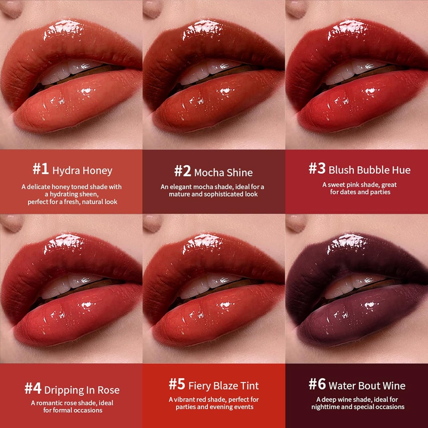 LIP VB Hydrating Lip Gloss Stain - 12HR Glossy Plump & Waterproof Moisture Lock, Non-Sticky Lip Treatment for Dry Lips Revival, Daily Wear & Night Care (Dripping In Rose)