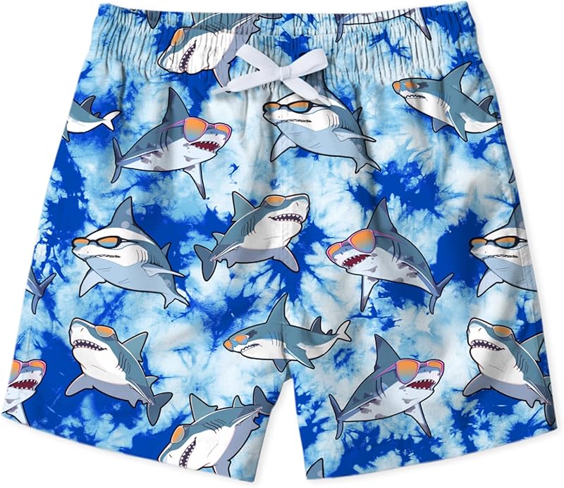 uideazone Boys Swim Trunks 3D Funny Print Surfing Board Shorts Quick Dry UPF 50+ Swimsuit Beachwear with Mesh Lining 2-12T