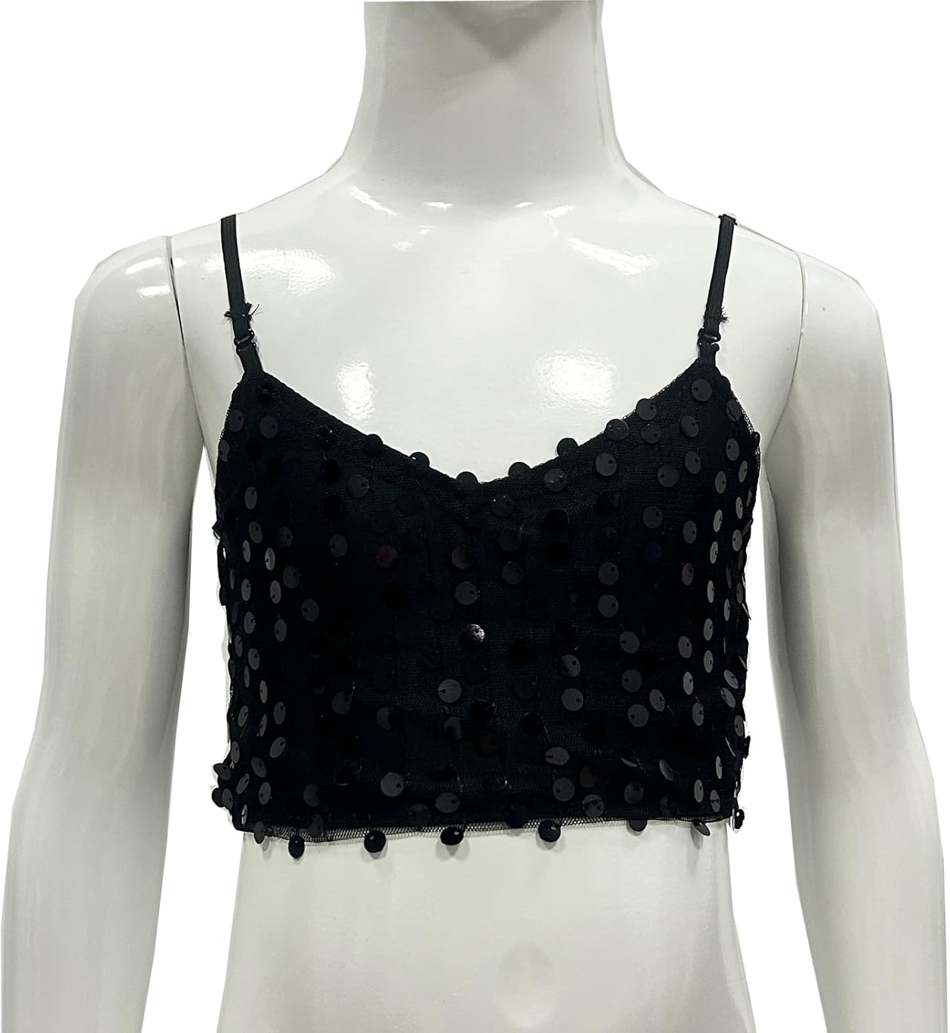 Girls Sequins V Neck Dance Tops Straps Jazz Latin Hip Hop Modern Dance Bra Vest Shirt Stage Performance Costume