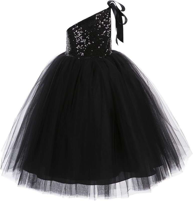 ekidsbridal One-Shoulder Sequin Tutu Flower Girl Dress Corset Dress Wedding Pageant Dresses Ball Gown Tutu Dresses