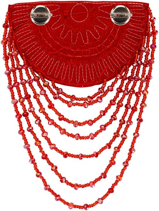 Beading Epaulettes Shouler Tassel Fringe Shoulder Patches Suit Epauletter Blazer Badge Jewelry Brooch with Pin Back for Stage Outfit Gown 2 Pieces (red)
