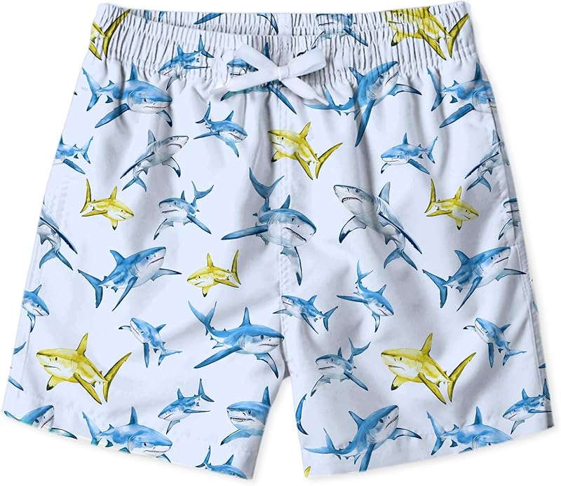 uideazone Boys Swim Trunks 3D Funny Print Surfing Board Shorts Quick Dry UPF 50+ Swimsuit Beachwear with Mesh Lining 2-12T