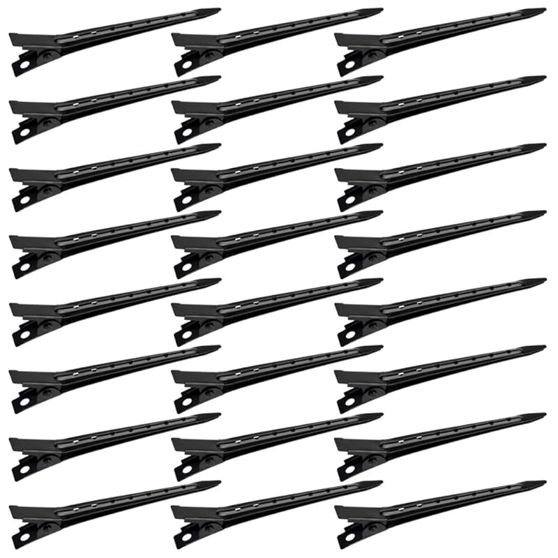 24 Packs Duck Bill Clips, Bantoye 3.5 Inches Rustproof Metal Alligator Curl Clips with Holes for Hair Styling, Hair Coloring, Silver