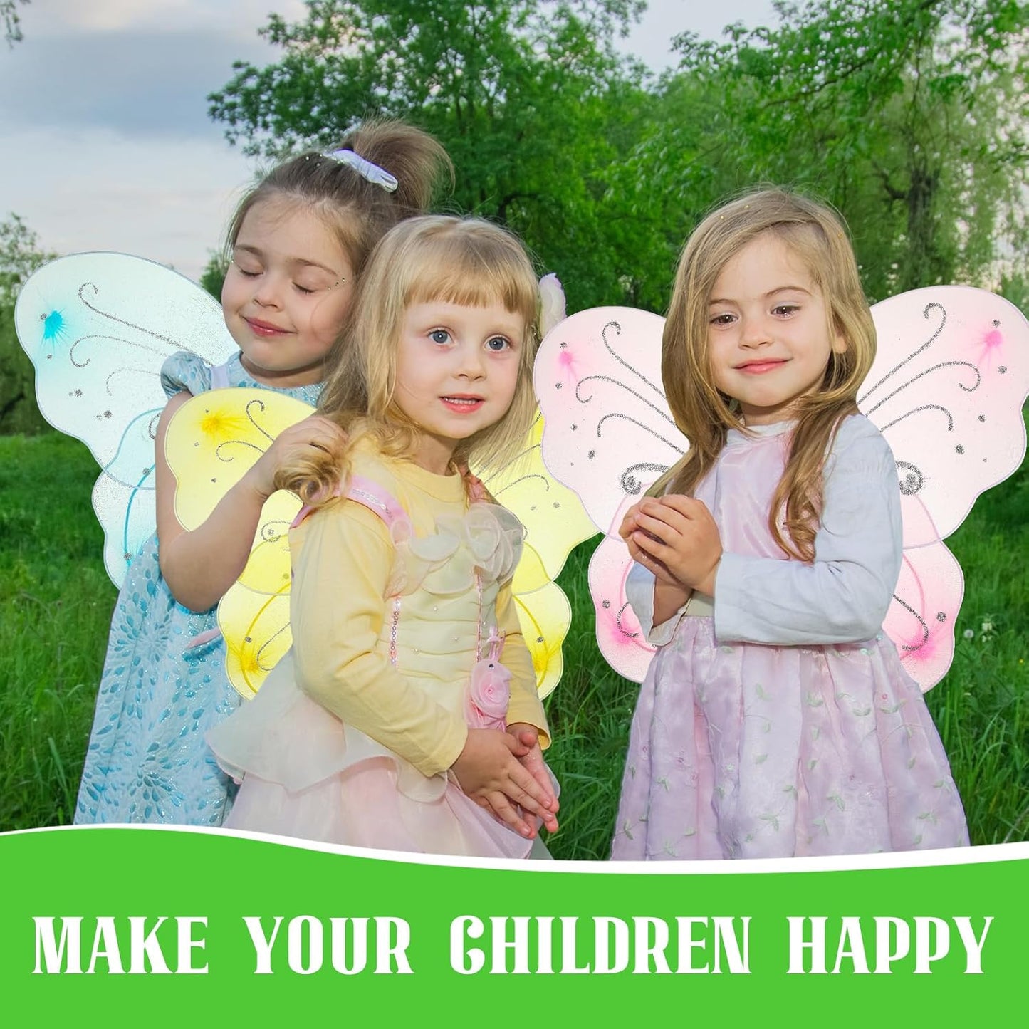Chivao 20 Pieces Fairy Wings Butterfly Wings Dress up Birthday Wedding Decoration Halloween Party Accessory for Kids Girls