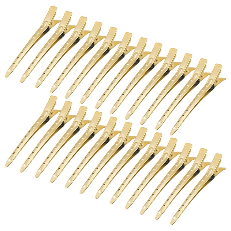 24 Packs Duck Bill Clips, Bantoye 3.5 Inches Rustproof Metal Alligator Curl Clips with Holes for Hair Styling, Hair Coloring, Silver