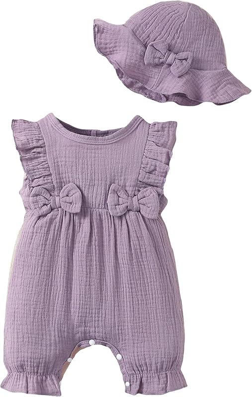 SUNNY PIGGY Newborn Baby Girl Clothes Baby Girl One Piece Romper Fall Winter Long Sleeve with Hat Sets Cute Infant Outfits