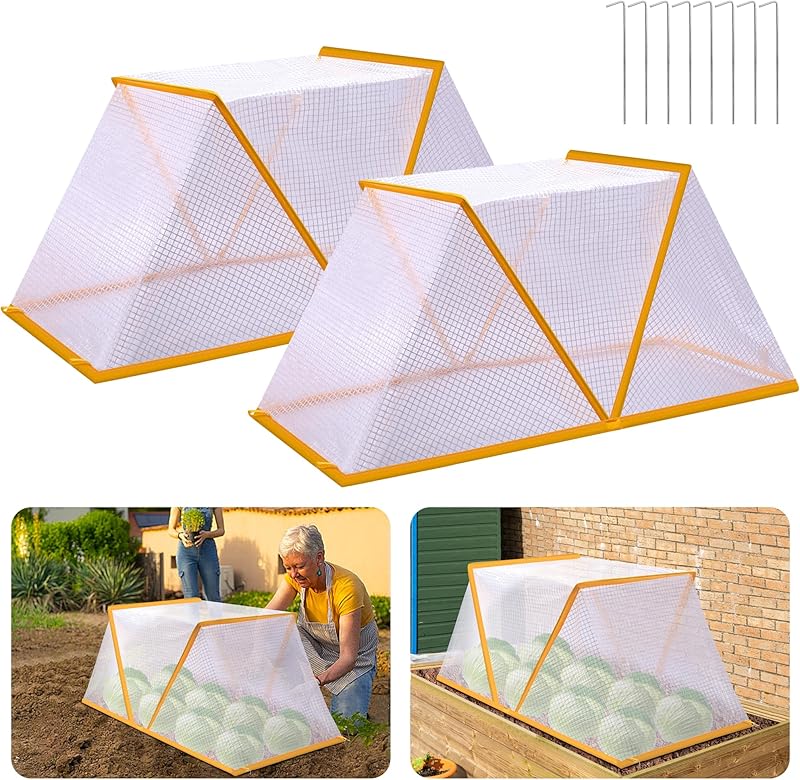 32.2" x 13" x 14.1" Garden Row Accelerator Plants Cover, Foldable Raised Garden Beds Vegetable Rows Plant Protector, Plant Net Cage Guard Greenhouse Cover for Protecting Vegetable Fruit from Animals