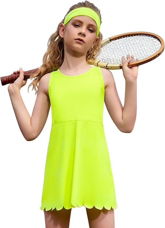 Jxstar Girls Tennis Dress Sleeveless Golf Outfit High Waist Workout Athletic Skorts Sets with Shorts Pockets