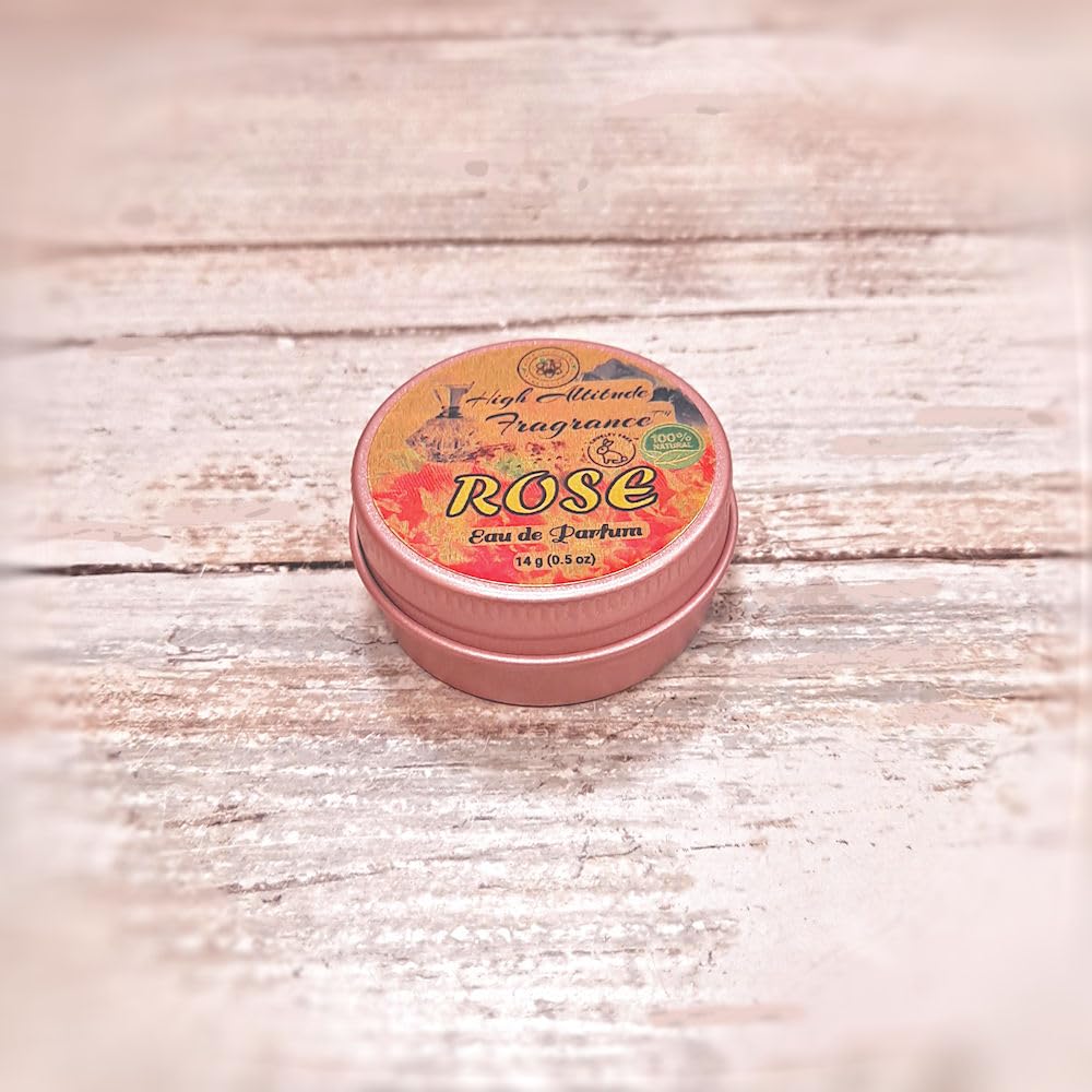ROSE Perfume - Eau de Parfum - Solid Balm - Natural Essential Oils Aromatherapy Fragrance (Tea Rose, De Mai, Otto, Rosa Damascena, Centifolia, Gardenia) Travel Size, Party Guest Favors Gifts - 0.5oz