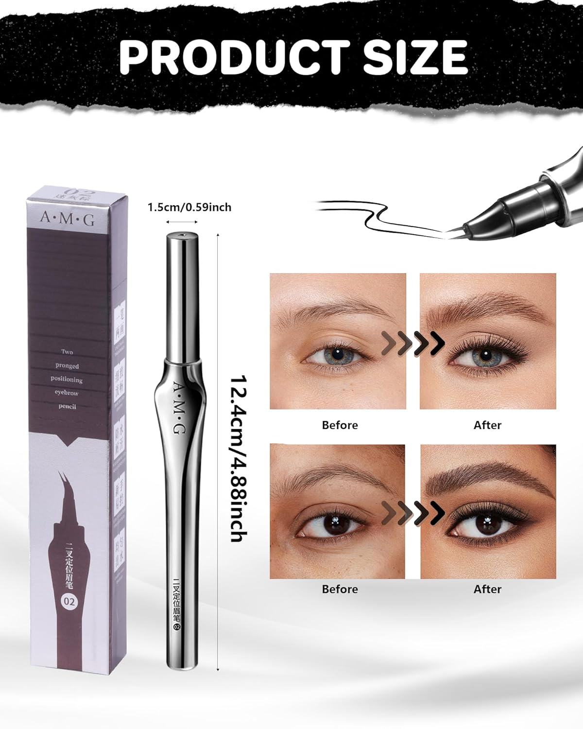 Microblading Eyebrow Pencil,Eyebrow Pen with an Upgrade Micro-Fork Tip Applicator,Eyebrow Pencil Magic 2-in-1 Eye Brow Pencils for Women to Effortlessly Create Hair Like Natural Brows - Dark Brown