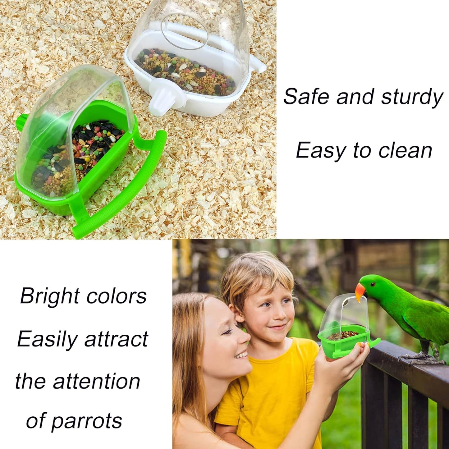 2Pcs Birds Water Dispenser, Parrot Feeder Hanging Bird Food Bowl, Cage Accessories for Parakeet, Budgies, Lovebirds