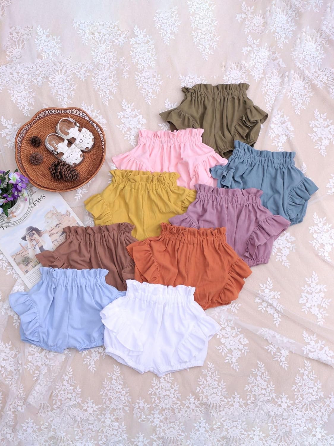 Baby Girls Ruffle Shorts Toddler Diaper Covers Little Girls Bottoms Bloomers Cotton Pants 3 Months-6T