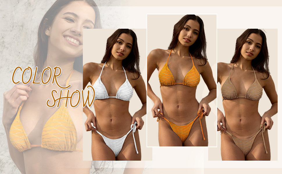 Bikini Sets Women Thongs Cheeky Two Piece Swimsuit Sexy Swimwear Triangle Cute Bathing Suit String