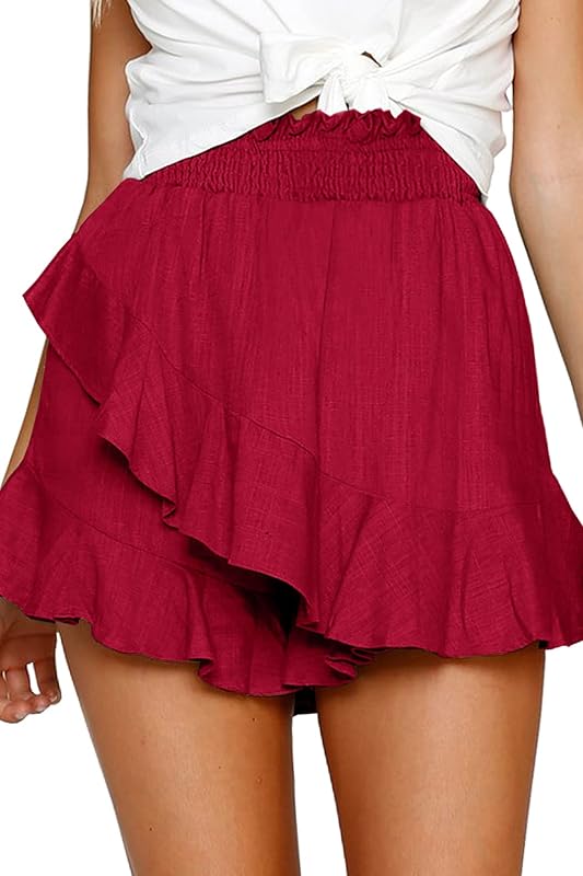FRTROIN Skorts Skirts for Women Fashion Mini Wrap Skirt Flowy Linen Cotton High Waisted Shorts for Summer