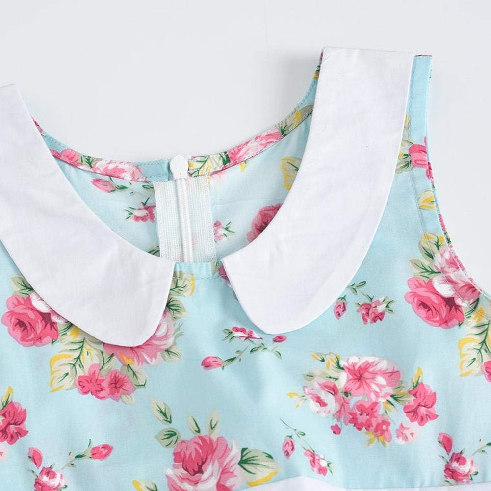 Kids Girls 50s Audrey Vintage Polka Dot Swing Party Rockabilly Dress Retro Peter Pan Doll Collar Wedding Casual Skater Dress