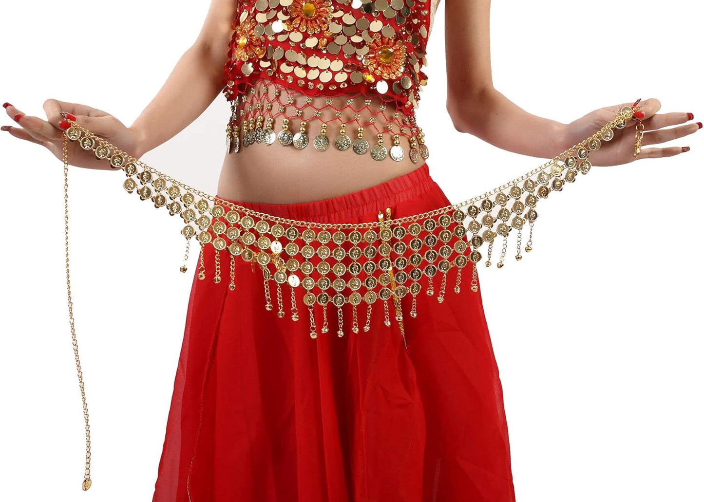 Coins Belly Dance Hip Scarf Belt Halloween Costume Accessory