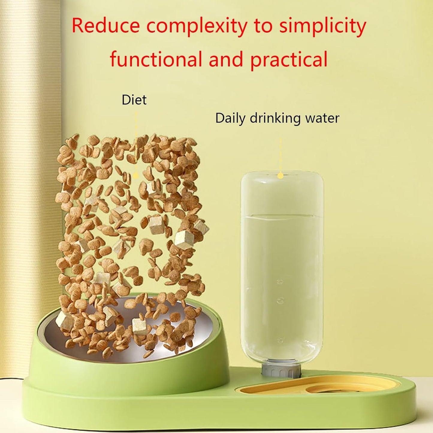 Dog Feeder Set Tilted Postures Cats Food Bowl Anti-Vomiting Raised Bowls with Water Dispenser Bottle Easy to