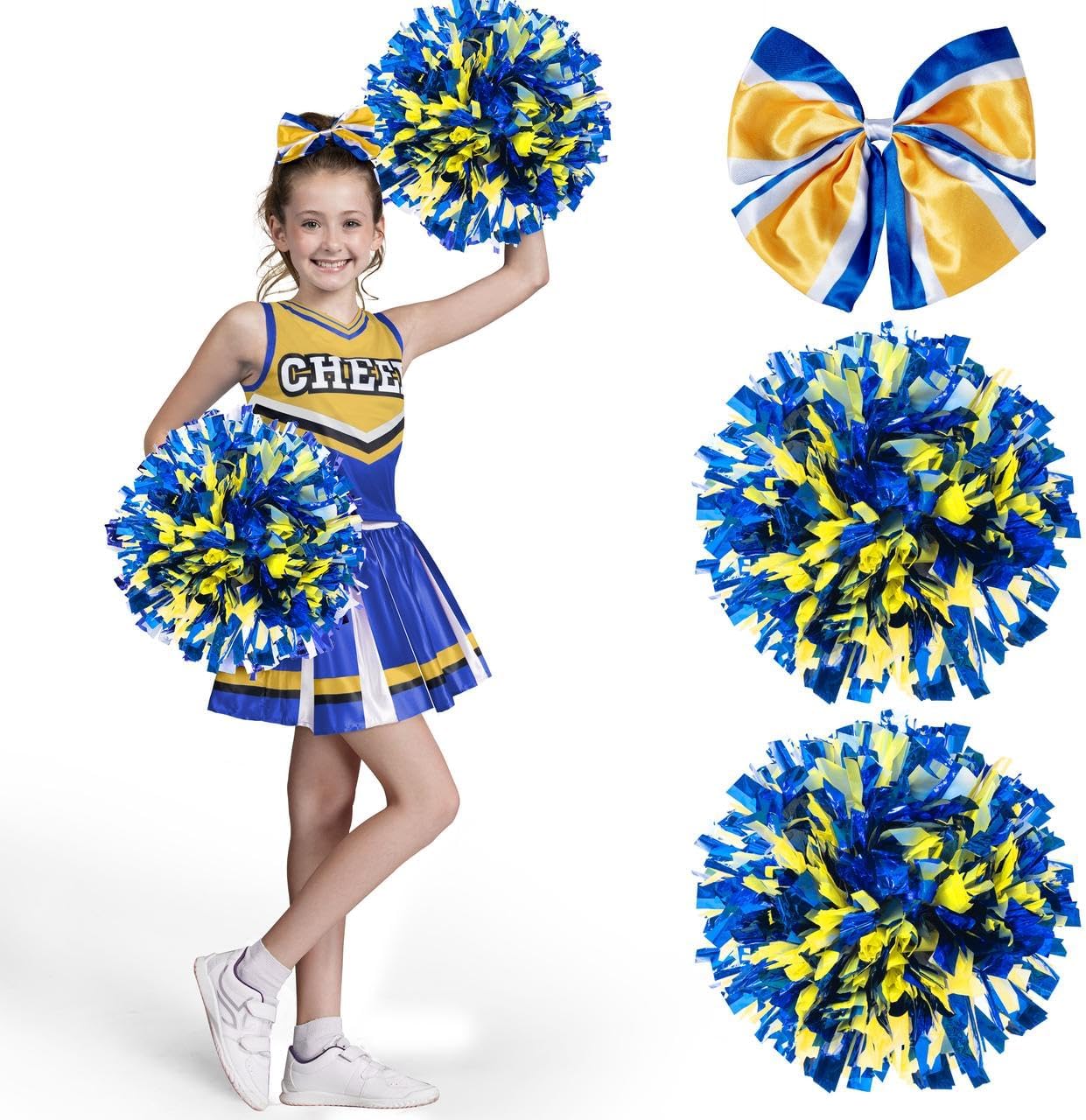 Spooktacular Creations Girl Cheerleader Costume, Halloween Cute Cheer Uniform Outfit with Accessories for Dress Up Parties