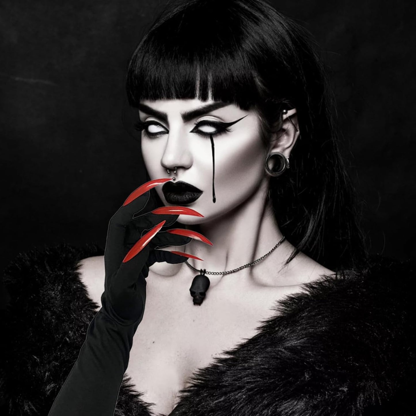 Red Long Nail Ghost Gloves - Witch Claw Gloves with Long Fingernails for Carnival Halloween Party Cosplay Costume Decoration Accessories