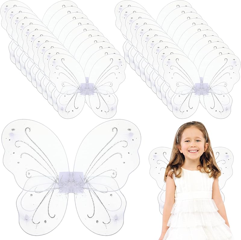 Chivao 20 Pieces Fairy Wings Butterfly Wings Dress up Birthday Wedding Decoration Halloween Party Accessory for Kids Girls