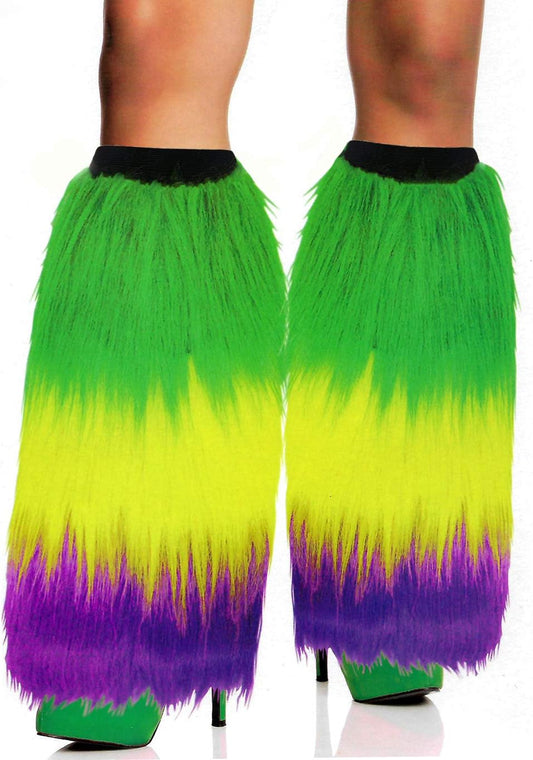 FHQHTH Fuzzy Faux Fur Leg Warmers Fur Heels Long Boots Cuff Cover has Elasticity One Pair Dionysia Boot cover Carnival 18"