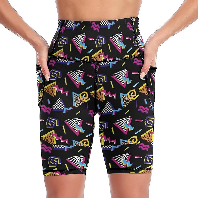 High Waist Workout Yoga Shorts for Women with Pockets Tummy Control Yoga Leggings Running Gym Biker Shorts