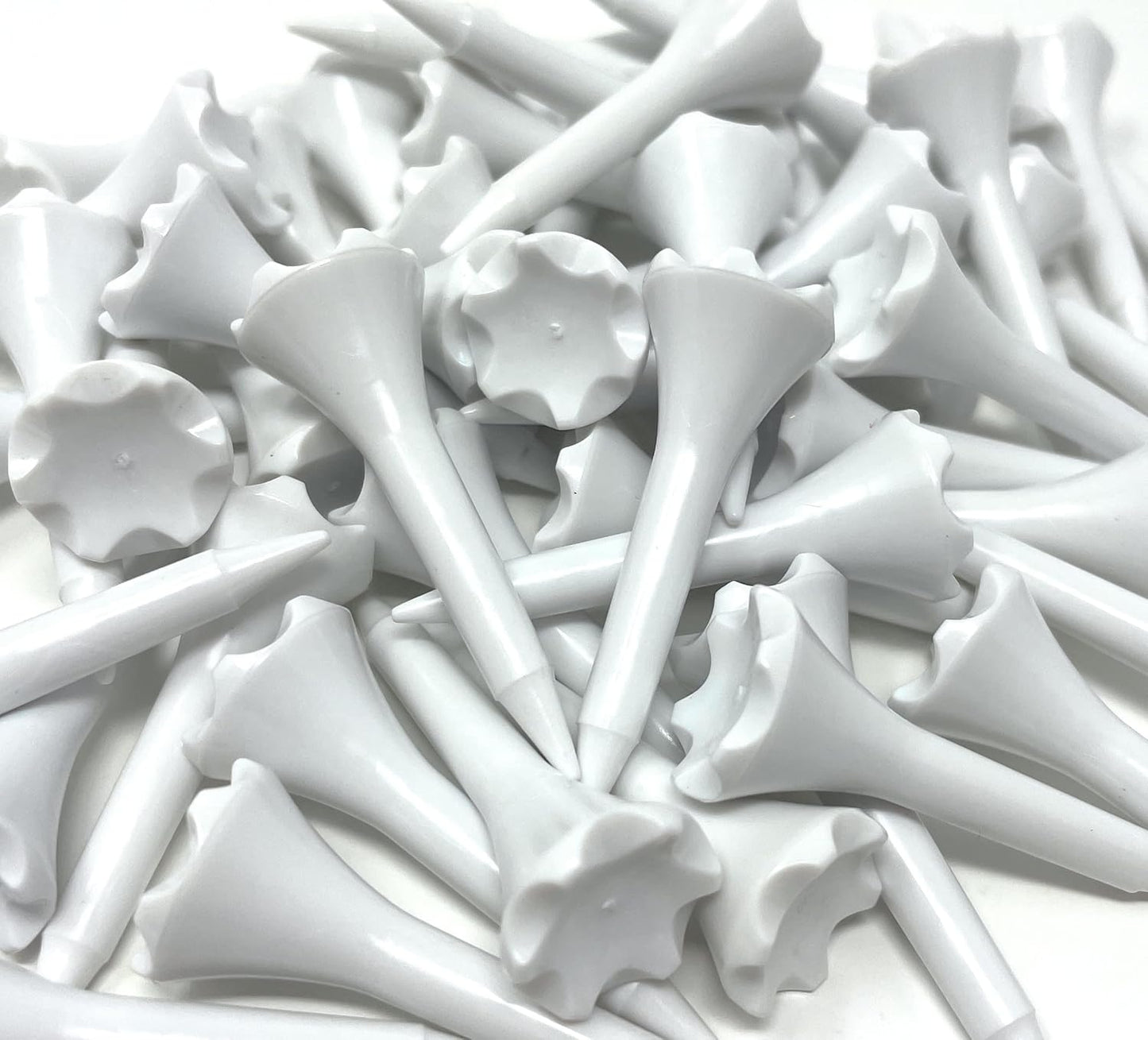 NorthPointe 1 ½” Plastic Golf Tees – Short Tees for Irons, Par Threes, Hybrids, and Driving Range - Pack of 50 or 100 Bulk in High Visibility White Durable Plastic