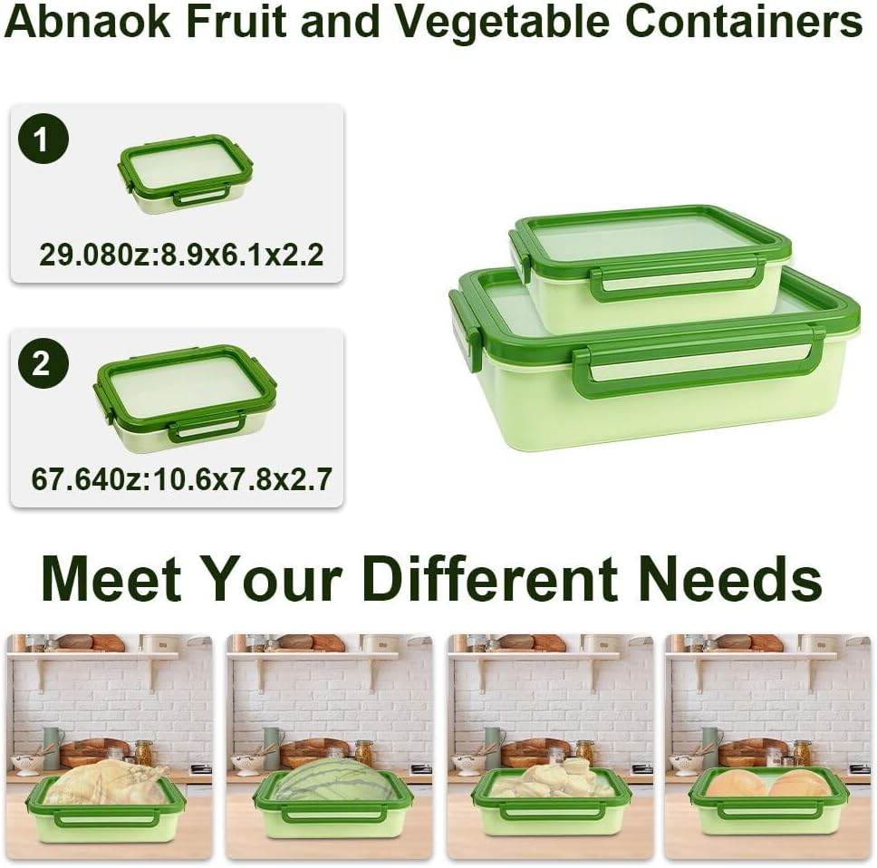 Abnaok 2PCS Reusable Large Fruit And Veggie Savers, Silicone Fruit Storage Box, Fruit Storage Pods For Food Saver, Ideal For Roast Chicken, Garlic, Onions, Lemons, Watermelon and Potatoes