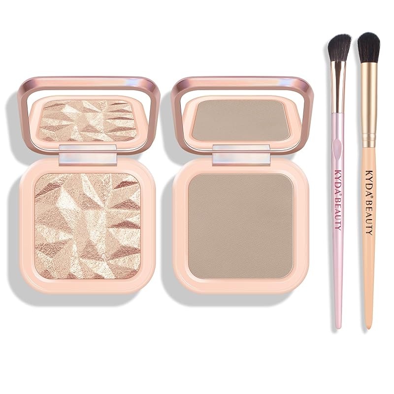 KYDA Face Sculpting Contour Palette, Natural Shimmer Smooth Contour Pressed Powder, Ultra-fine Lightweight, Easy to Blend, Multiuse Baked Contour Makeup-BRONZER