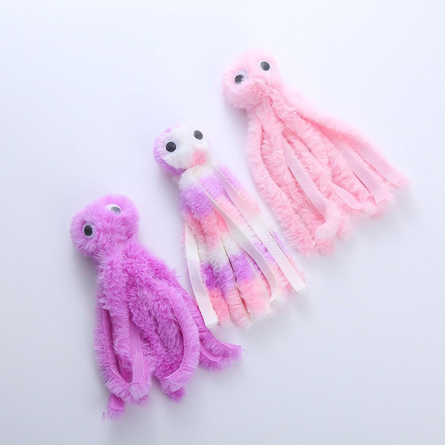 Mjaie Jouet d'activité pour chat en peluche en forme de pieuvre - Jouet de dentition mignon pour chaton - Tige molaire interactive - Résistant aux morsures - Rose