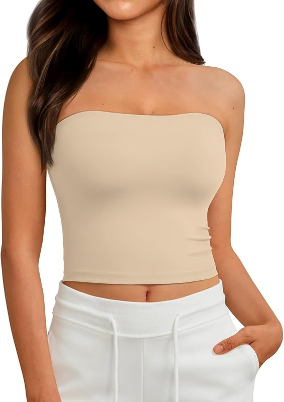 AUTOMET Tube Tops Strapless Crop Tops Basic Backless Sleeveless Bandeau Going Out Cute 2025 Summer Clothes