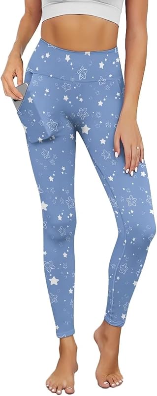 Poceacles Yoga Pants for Women with Pockets Full Length Workout Leggings High Waist Tummy Control Lounge Pants Activewear