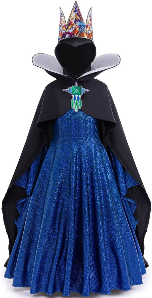 Evil Queen Costume for Girls Halloween Cosplay Clasic Dress Up 4PCS Set