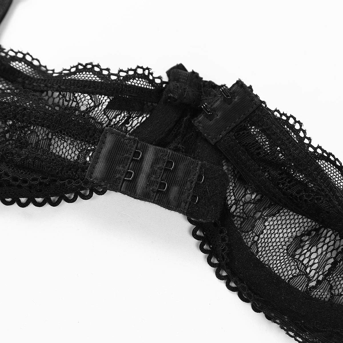 Freebily Womens Sheer Lace Exposed Nipples Support Shelf Bra Wire-Free Unlined Bralette