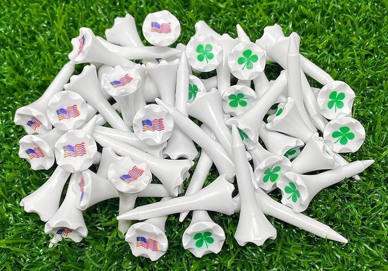 NorthPointe 1 ½” Plastic Golf Tees – Short Tees for Irons, Par Threes, Hybrids, and Driving Range - Pack of 50 or 100 Bulk in High Visibility White Durable Plastic