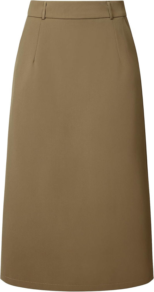 Women's Pencil Skirt High Waist Split Back Work Midi Skirts