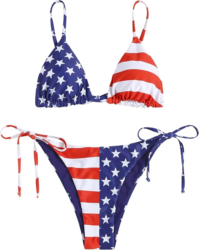 ZAFUL Women's Triangle Bikini Floral String Bikini Set Two Piece Swimsuit Bathing Suits