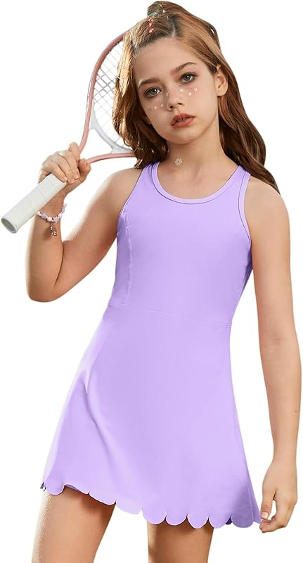 Jxstar Girls Tennis Dress Sleeveless Golf Outfit High Waist Workout Athletic Skorts Sets with Shorts Pockets