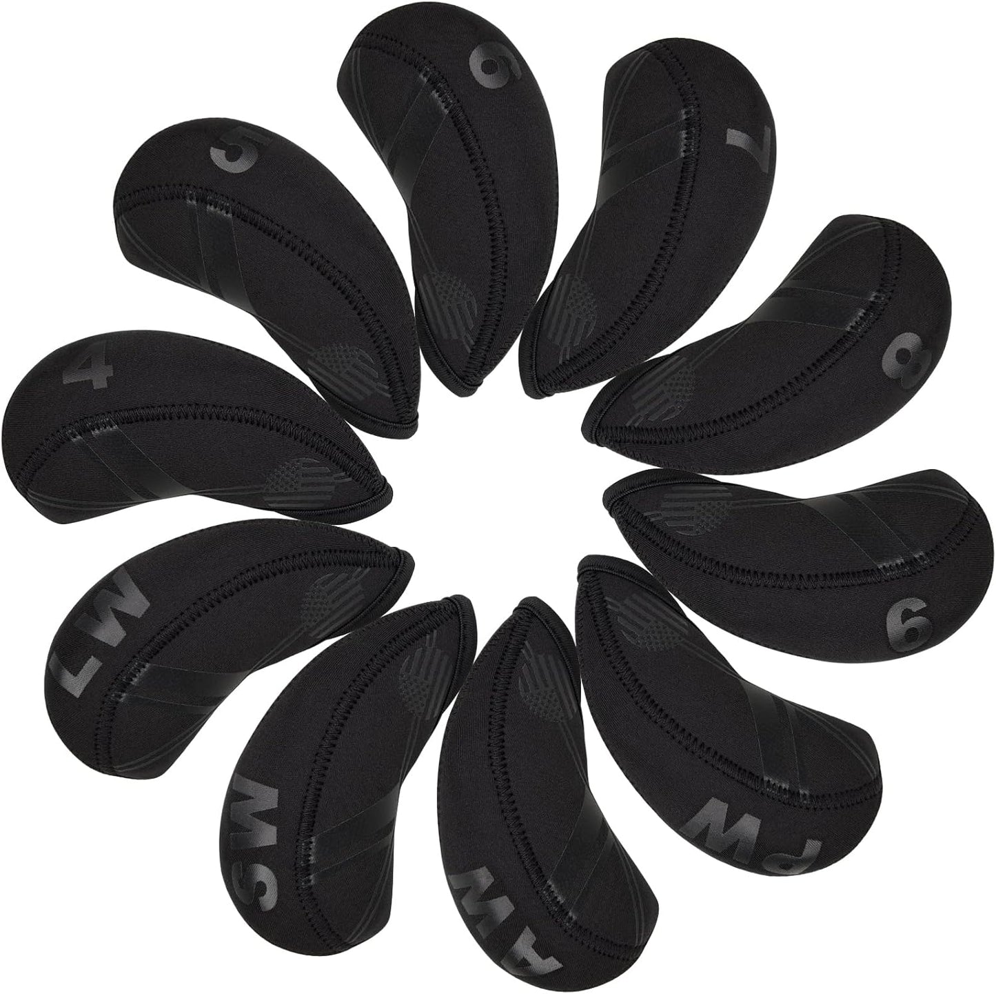 BIG TEETH Golf Iron Head Covers 10Pcs Neoprene USA Flag Golf Club Protector Multi Color Golf Club Protector (Blue)