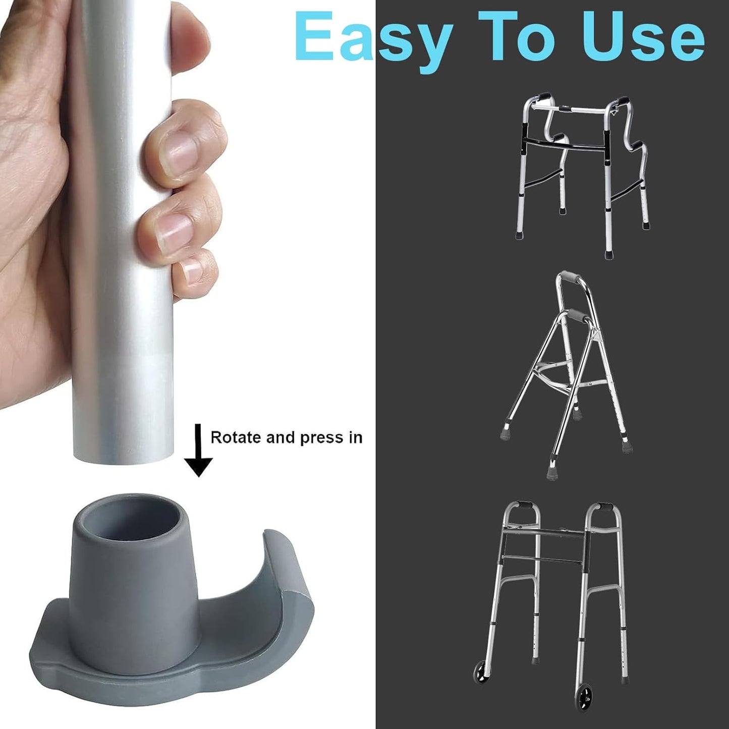 2 Pack Walker Skis Glides for Folding Walkers, Walker Glides for Seniors, Essentials Walker Accessories Mobility Aid Accessory for Seniors