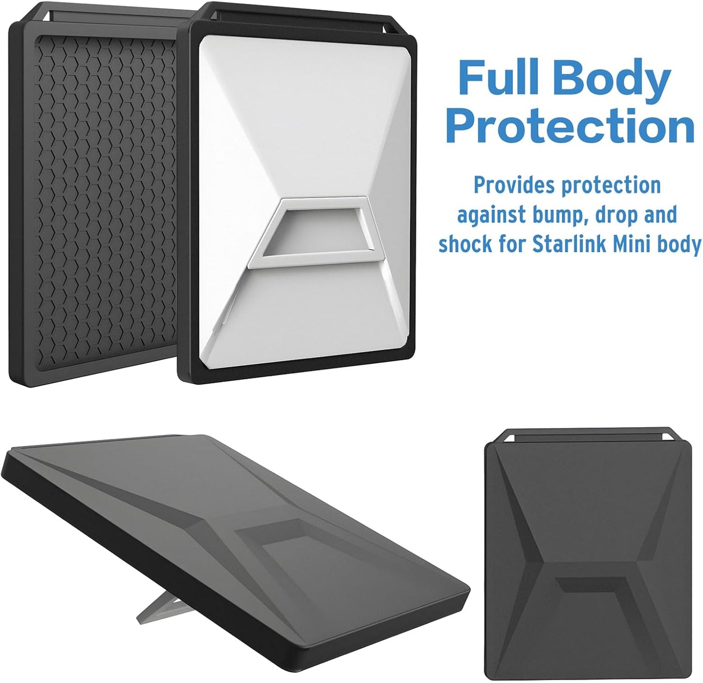 Starlink Mini Case, Starlink Dish Protective Cover, Silicone Heavy Duty Weatherproof, Protective Case for Starlink Mini Accessories - Outdoor Travel Camping, Black