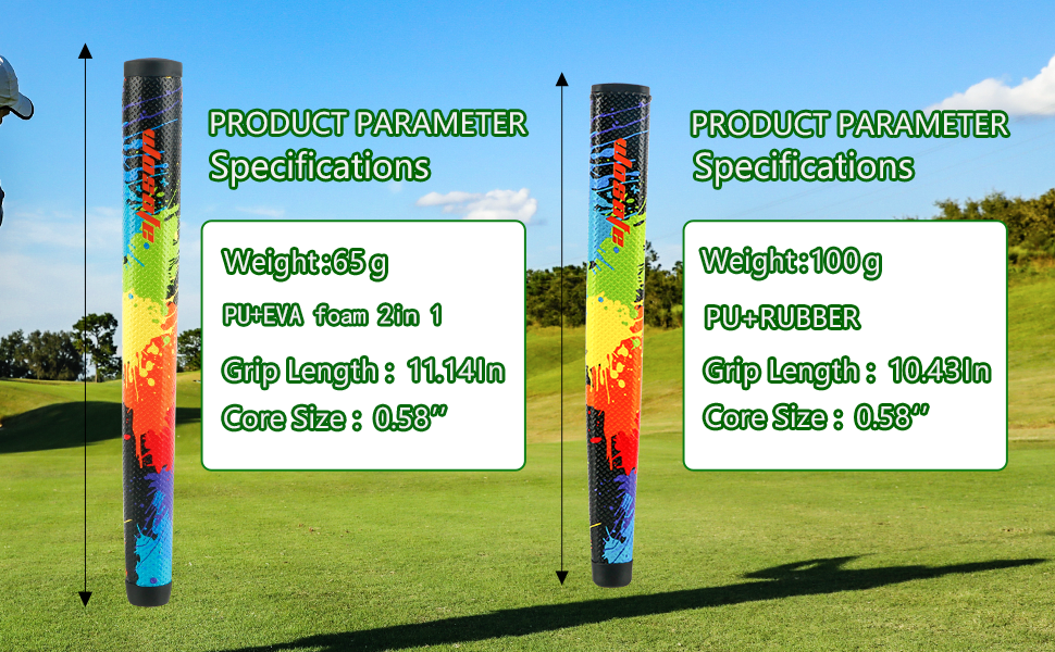 wosofe GOLF Putter Grip Two types of grips with different materials and weights Comfortable Advanced Texture Control and High-feedback Golf Putter Grip Stroke Enhancement Soft &Tacky Superior Traction
