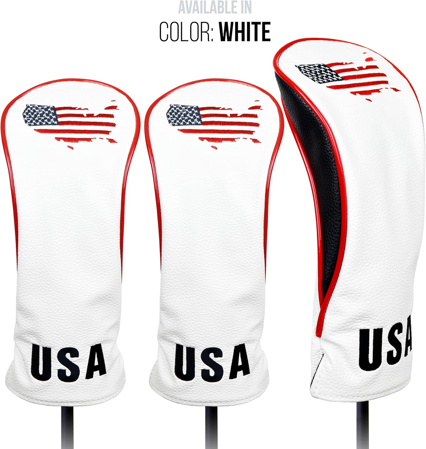 USA Golf Head Covers for Driver & Fairway Woods - Premium Leather Headcovers, Designed to Fit All Woods and Drivers