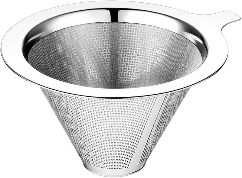 Upgraded Pour Over Coffee Filter, Coffee Dripper, Paperless Mess Stainless Steel Coffee Filter, Maker One to Two Cup Coffee, Easy to Use and Clean (Middle(1-2CUPS))