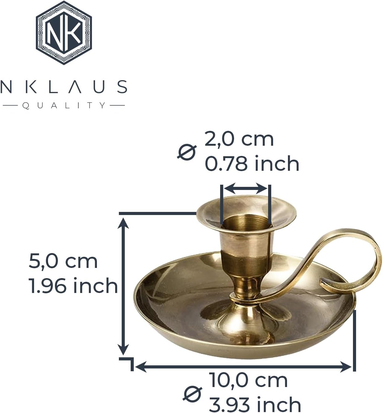 Hand Candlestick Classic Brass Gold Antique Candle Holder Height 5cm for Candles up to Ø2cm Candlestick 10891