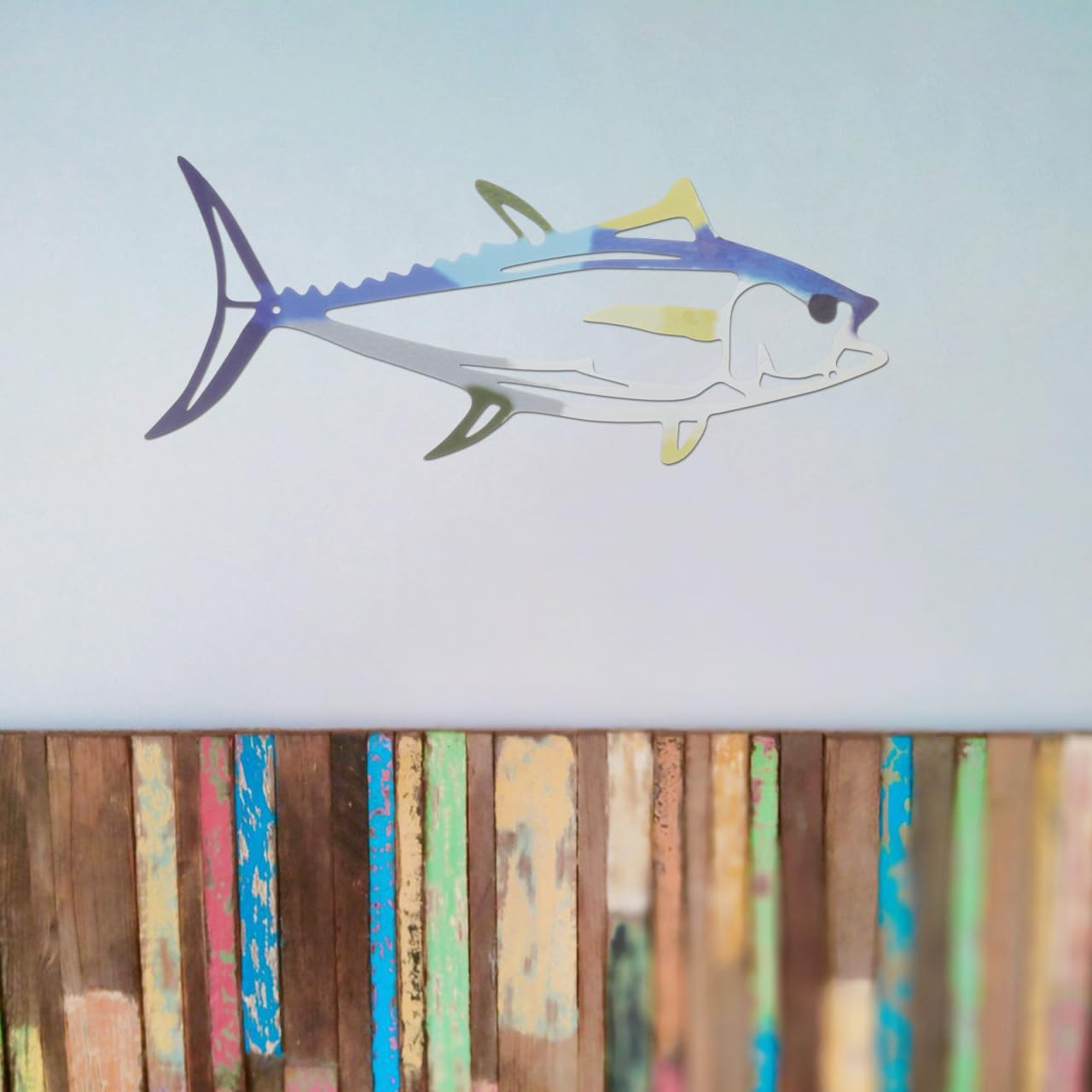 Stainless Steel Shark Wall Decor - Coastal Metal Fish Art Hanging Sculpture for Indoor and Outdoor Home Decoration